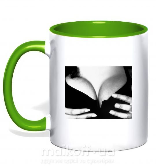 Чашка с цветной ручкой ГРУДЬ МОНИКИ БЕЛЛУЧЧИ Зеленый фото