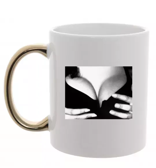 Чашка з кольоровою ручкою Груди Моніки Белуччі Золото фото