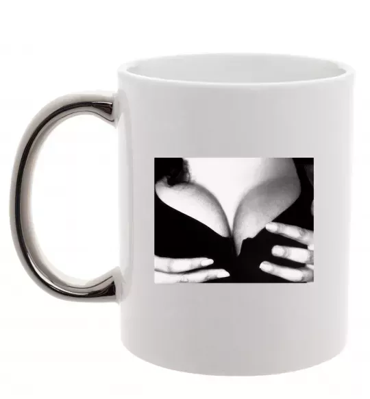 Чашка з кольоровою ручкою Груди Моніки Белуччі Срібло фото