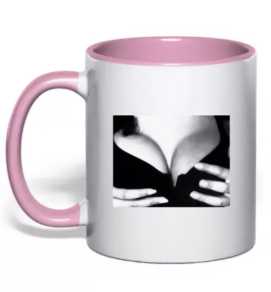 Чашка з кольоровою ручкою Груди Моніки Белуччі Ніжно рожевий фото