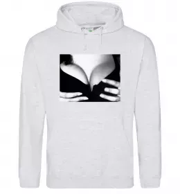 Женская толстовка (худи) Груди Моніки Белуччі Серый меланж фото