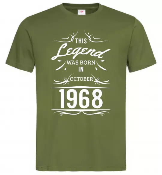 Мужская футболка This legend was born in october Оливковый фото