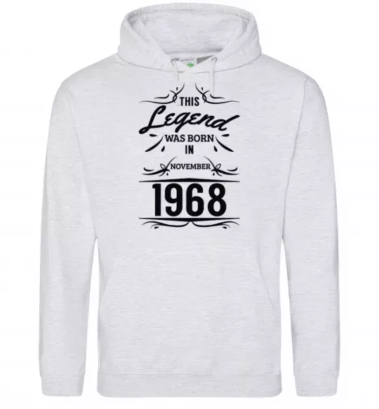 Чоловіча толстовка (худі) This legend was born in november Сірий меланж фото