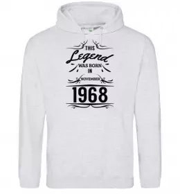 Женская толстовка (худи) This legend was born in november Серый меланж фото