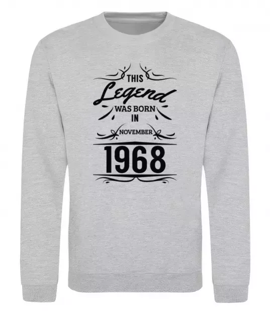 Світшот This legend was born in november Сірий меланж фото