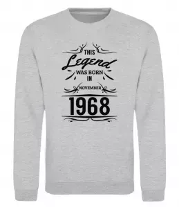 Свитшот This legend was born in november Серый меланж фото