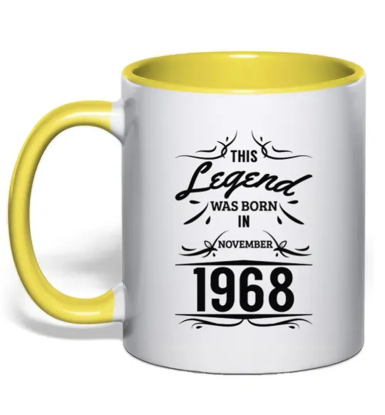Чашка з кольоровою ручкою This legend was born in november Лимонний фото