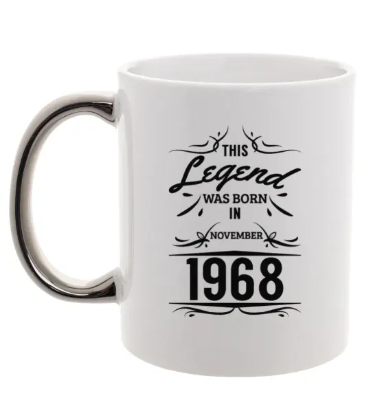 Чашка с цветной ручкой This legend was born in november Серебро фото