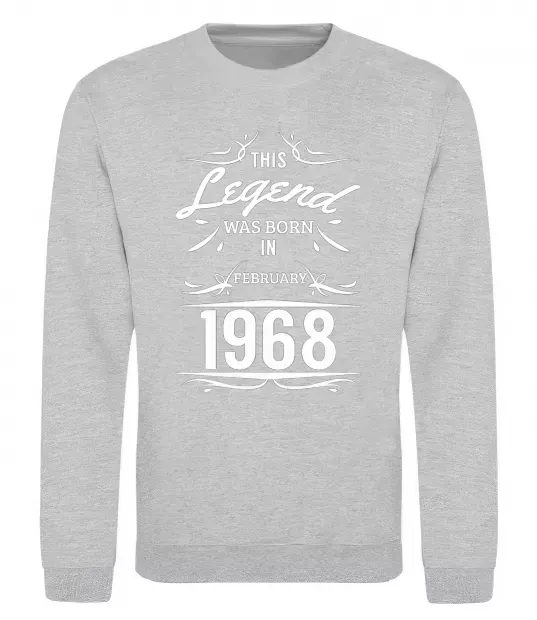 Світшот This legend was born in february Сірий меланж фото