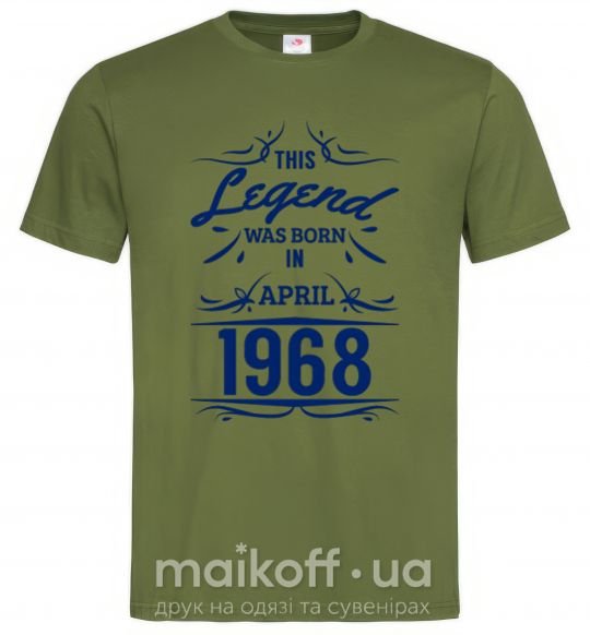 Мужская футболка This legend was born in april Оливковый фото