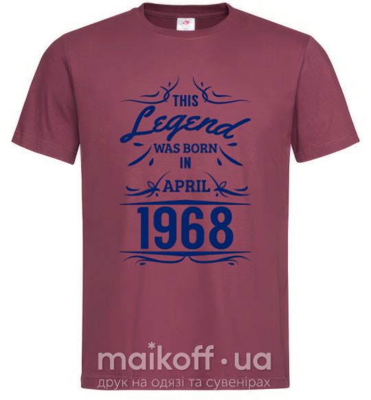 Мужская футболка This legend was born in april Бордовый фото