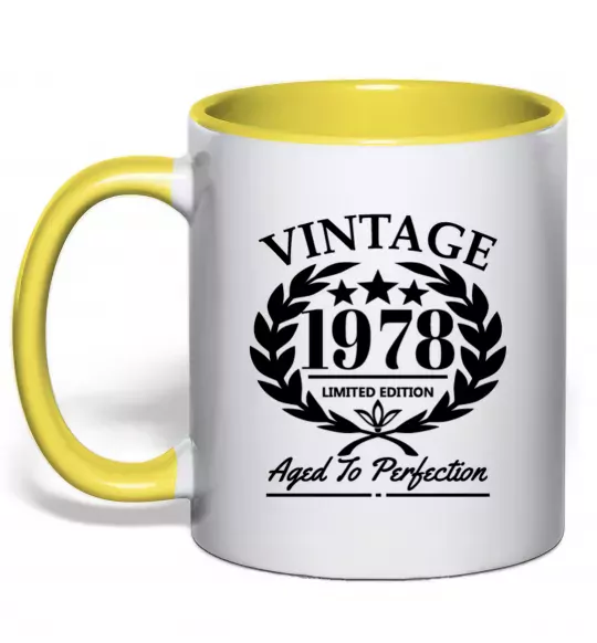 Чашка з кольоровою ручкою Vintage 1978 Сонячно жовтий фото