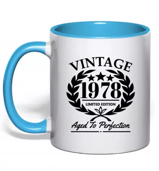 Чашка з кольоровою ручкою Vintage 1978 Блакитний фото