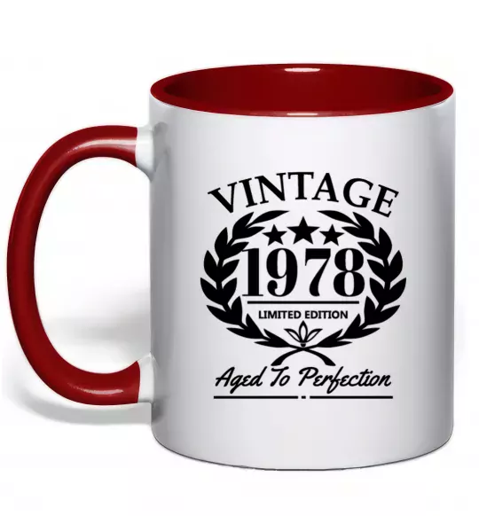 Чашка з кольоровою ручкою Vintage 1978 Червоний фото