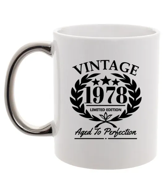 Чашка з кольоровою ручкою Vintage 1978 Срібло фото