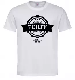 Мужская футболка Born in forty years ago Белый фото