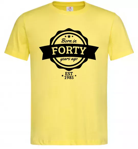 Мужская футболка Born in forty years ago Лимонный фото