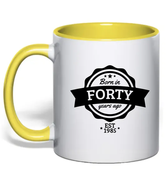 Чашка с цветной ручкой Born in forty years ago Солнечно желтый фото