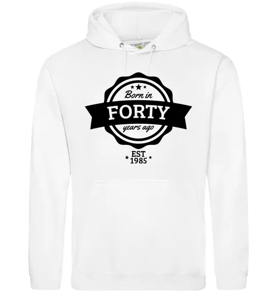 Чоловіча толстовка (худі) Born in forty years ago Білий фото