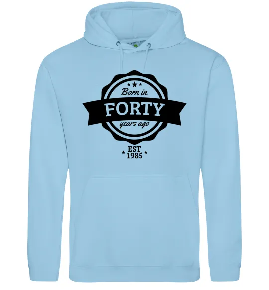 Мужская толстовка (худи) Born in forty years ago Голубой фото