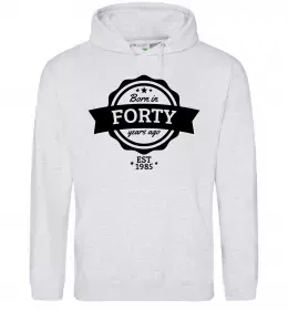 Женская толстовка (худи) Born in forty years ago Серый меланж фото