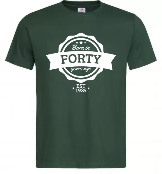 Мужская футболка Born in forty years ago Темно-зеленый фото
