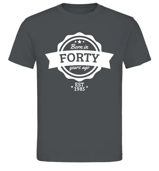Мужская футболка Born in forty years ago Графит фото