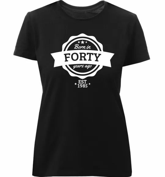 Женская премиум футболка Born in forty years ago Черный фото