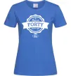Жіноча футболка Born in forty years ago Яскраво-синій фото