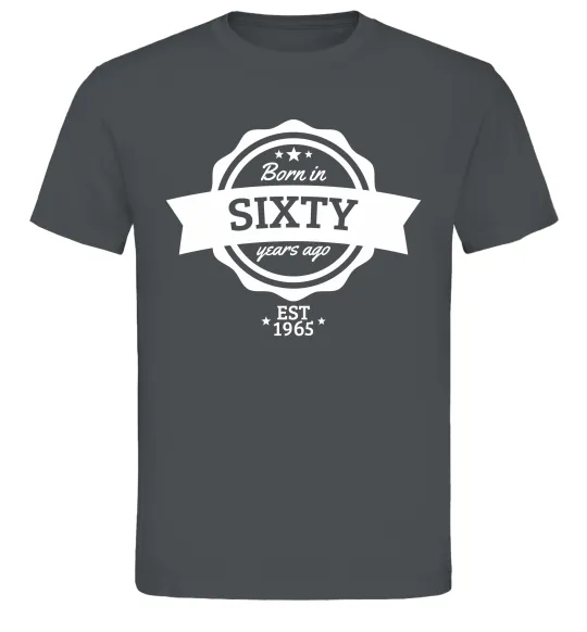 Чоловіча футболка Born in sixty years ago Графіт фото