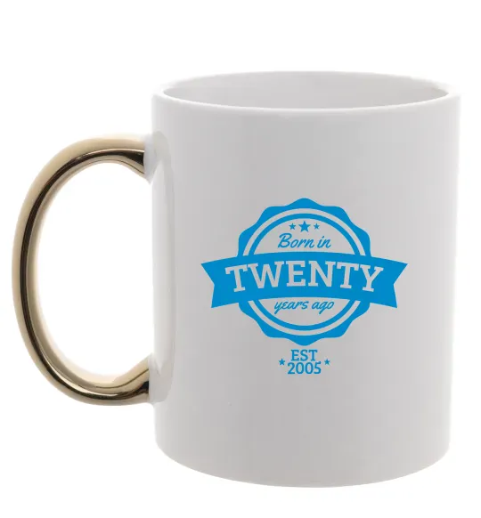 Чашка з кольоровою ручкою Born in twenty years ago Золото фото