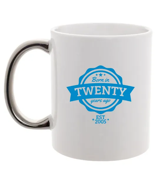 Чашка з кольоровою ручкою Born in twenty years ago Срібло фото