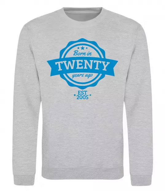 Свитшот Born in twenty years ago Серый меланж фото
