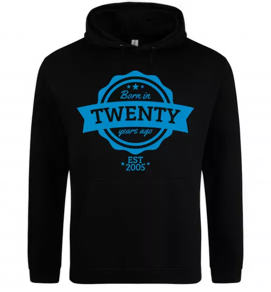 Мужская толстовка (худи) Born in twenty years ago Черный фото