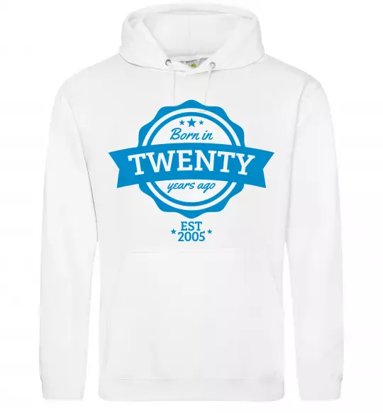 Мужская толстовка (худи) Born in twenty years ago Белый фото