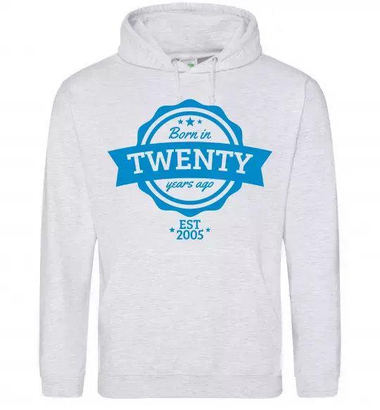 Жіноча толстовка (худі) Born in twenty years ago Сірий меланж фото