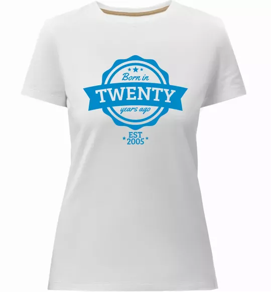 Жіноча преміум футболка Born in twenty years ago Білий фото