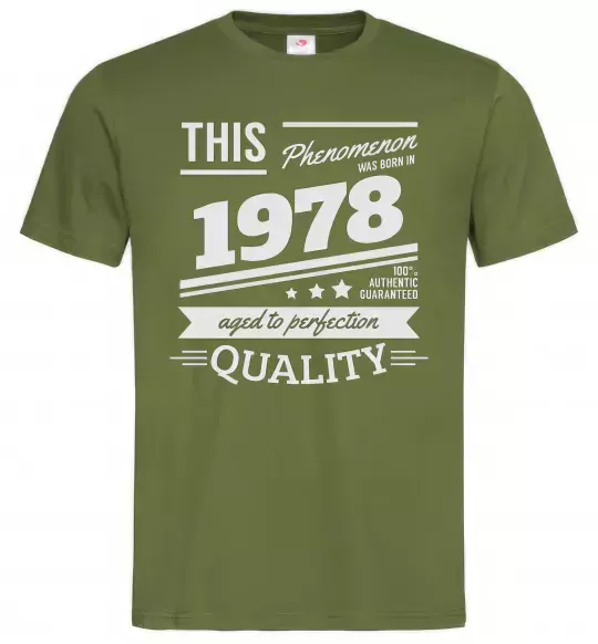 Чоловіча футболка This Phenomenon was born in 1978 Оливковий фото