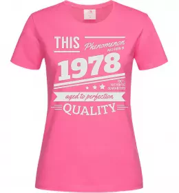 Женская футболка This Phenomenon was born in 1978 Ярко-розовый фото