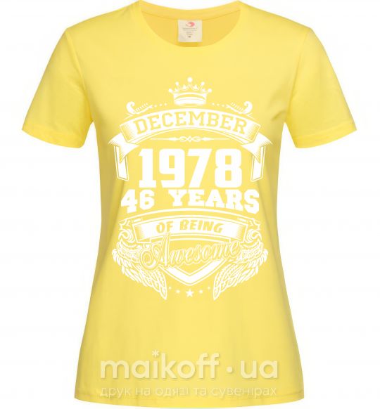 Жіноча футболка December 1978 awesome Лимонний фото