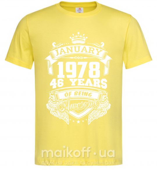 Мужская футболка January 1978 awesome Лимонный фото