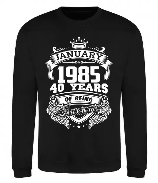 Світшот January 1985 awesome Чорний фото