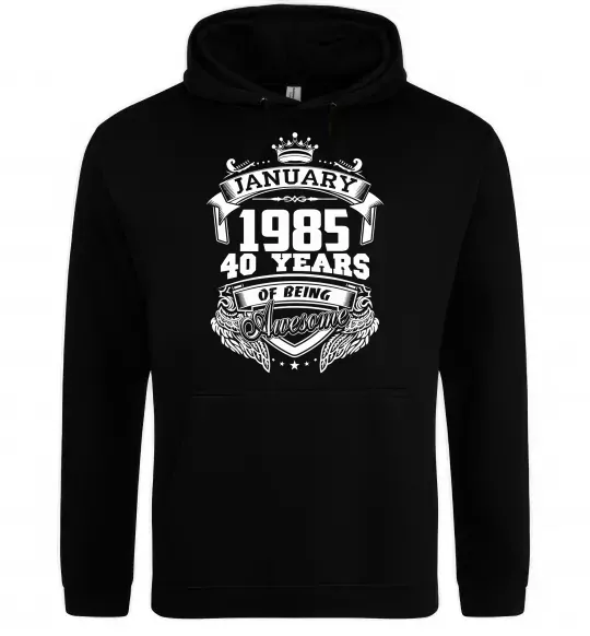 Женская толстовка (худи) January 1985 awesome Черный фото