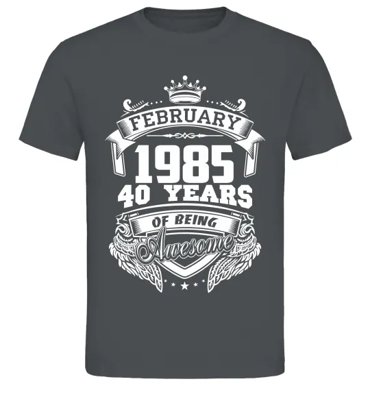Чоловіча футболка February 1985 awesome Графіт фото
