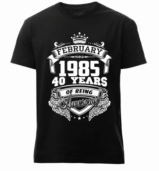 Мужская премиум футболка February 1985 awesome Черный фото