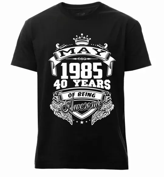 Мужская премиум футболка May 1985 awesome Черный фото