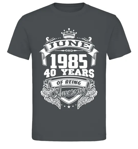 Чоловіча футболка June 1985 awesome Графіт фото