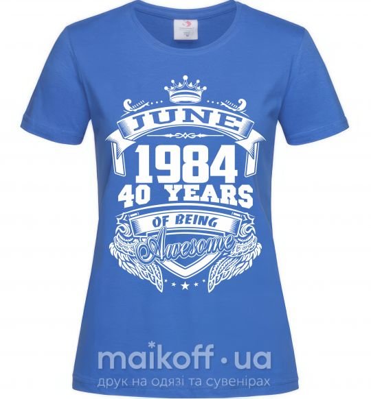 Жіноча футболка June 1978 awesome Яскраво-синій фото