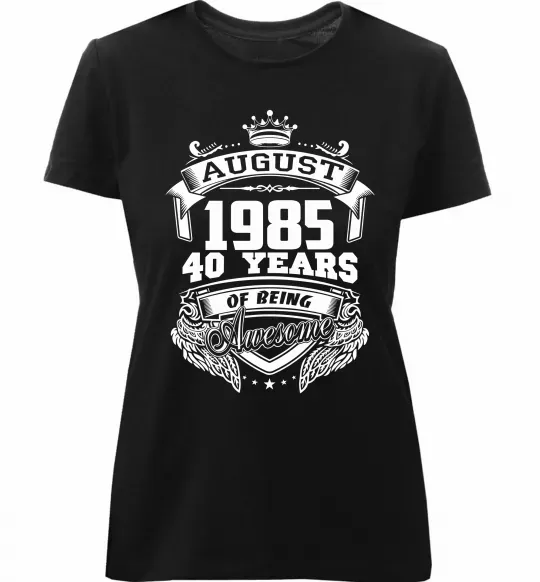 Женская премиум футболка August 1985 awesome Черный фото