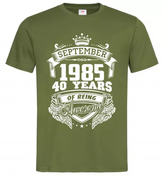 Мужская футболка September 1985 awesome Оливковый фото